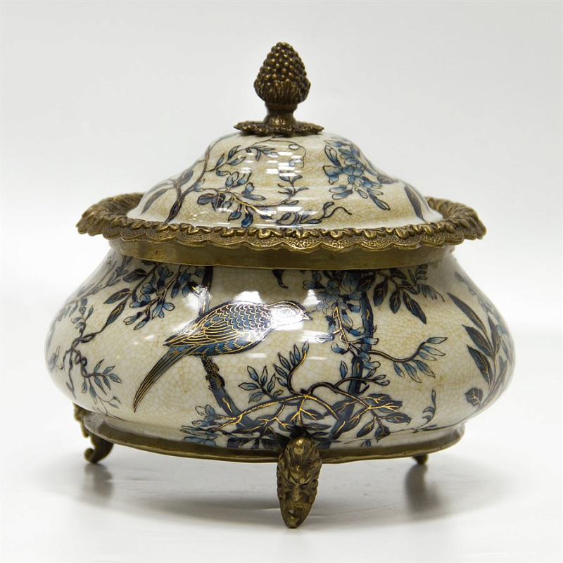 Шкатулка Blue and Bronze Cuckoo Белый Бронза Синий Шкатулка Blue and Bronze Cuckoo Белый Бронза Синий в Челябинске | Loft Concept