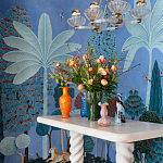 Обои ручная роспись Malwa Special Colourway on blue painted Xuan paper варинант исполнения - 1 | Loft Concept в Челябинске