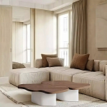 Дизайнерский журнальный стол с фигурной столешницей на белом основании Holarisex варинант исполнения - 1 | Loft Concept в Челябинске