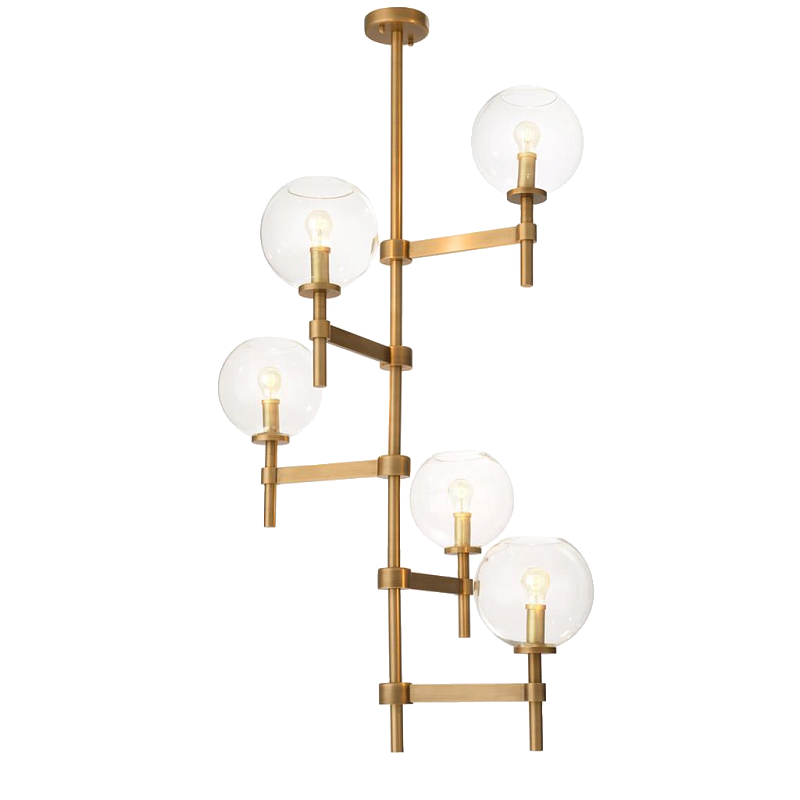 Люстра Chandelier Jade Cascade Латунь Античная полированная Прозрачное Стекло Люстра Chandelier Jade Cascade Латунь Античная полированная Прозрачное Стекло в Челябинске | Loft Concept