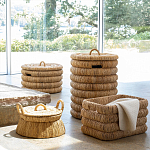 Плетеная корзина с крышкой из плетеного бананового дерева Zuwena Wicker Basket варинант исполнения - 6 | Loft Concept в Челябинске