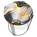 Стол журнальный круглый со столешницей из стекла Gold and Black Marble варинант исполнения - 2 | Loft Concept в Челябинске