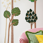 Обои с вышивкой ручной работы Mughal Trees Original colourway on linen варинант исполнения - 4 | Loft Concept в Челябинске