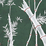 Обои ручная роспись Bamboo Argent on Edo Green painted silk варинант исполнения - 2 | Loft Concept в Челябинске