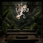 Люстра с тремя фигурами обезьян с лампочками в руках белого цвета Hanging Monkey варинант исполнения - 10 | Loft Concept в Челябинске
