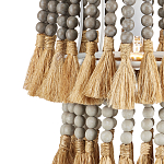 Подвесной светильник двухъярусный с декором из круглых деревянных бусин с кисточками Gray Brown Wooden Beads Chandelier варинант исполнения - 1 | Loft Concept в Челябинске