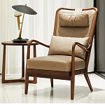 Кресло c каркасом из массива дерева и с мягким подголовником Walnut Armchair варинант исполнения - 1 | Loft Concept в Челябинске