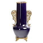 Ваза темно-синяя фарфоровая с бронзовыми ручками и ножками Eden Garden варинант исполнения - 1 | Loft Concept в Челябинске