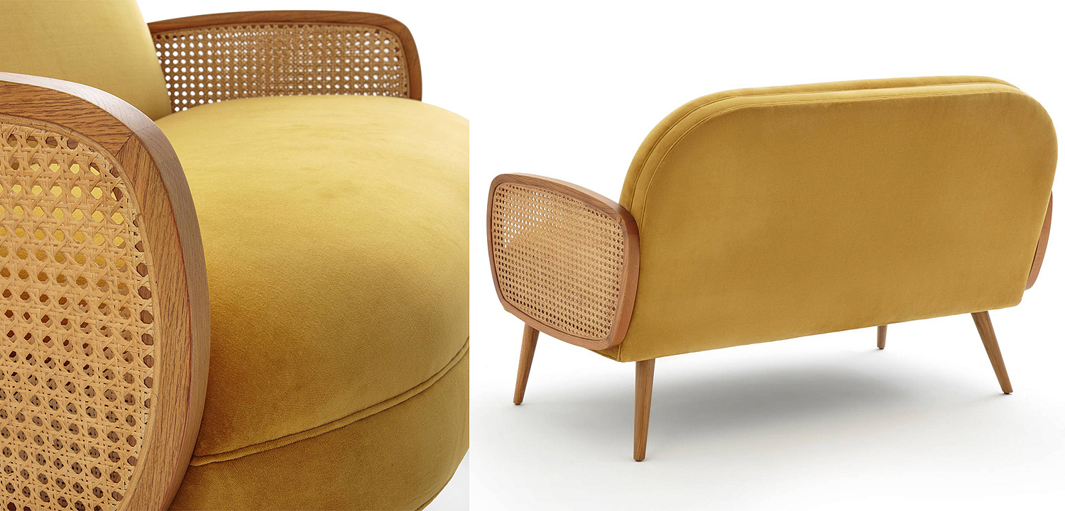 Диван Morten Wicker Sofa Горчичный Диван Morten Wicker Sofa Горчичный - Loft-Concept в Челябинске