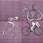 Плитка с узором Осьминог велосипедист варинант исполнения - 2 | Loft Concept в Челябинске