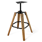 Барный стул со спинкой и металлической подставкой на 4-х деревянных ножках Синий Велюр Vendramin Chair варинант исполнения - 4 | Loft Concept в Челябинске