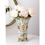 Ваза голубого цвета из фарфора с цветочным рисунком и бронзовой стрекозой Blue Garden варинант исполнения - 4 | Loft Concept в Челябинске