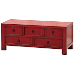 Деревянная ТВ-тумба с 5-ю выдвижными ящиками в китайском стиле красная Wei Chinese TV Stand варинант исполнения - 2 | Loft Concept в Челябинске