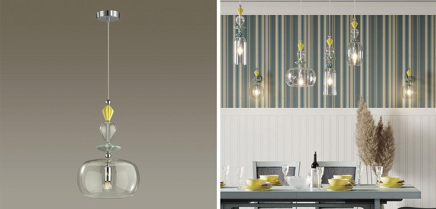 Подвесной светильник Iris Glas hanging lamp candy A chrome Подвесной светильник Iris Glas hanging lamp candy A chrome - Loft-Concept в Челябинске