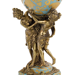 Ваза голубого цвета из фарфора с золотым растительным орнаментом и бронзовыми фигурками женщин Eden Garden porcelain and bronze варинант исполнения - 1 | Loft Concept в Челябинске