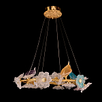 Люстра круглая на золотом каркасе с птичками и цветочным декором Miscellaneous herbs варинант исполнения - 2 | Loft Concept в Челябинске