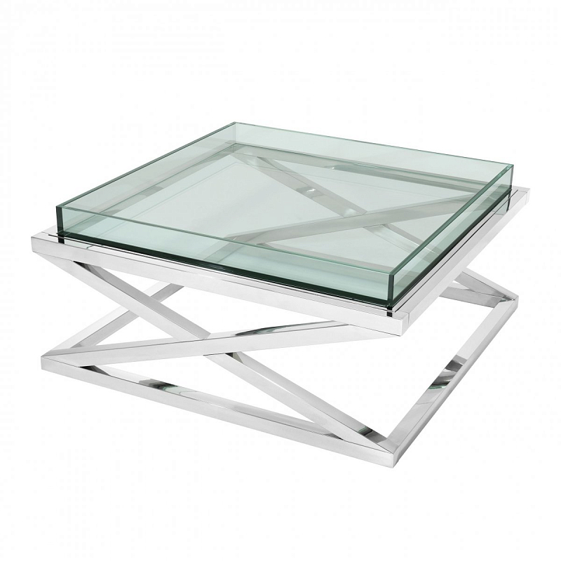 Журнальный стол Eichholtz Coffee Table Curtis Нержавеющая сталь Прозрачное Стекло Журнальный стол Eichholtz Coffee Table Curtis Нержавеющая сталь Прозрачное Стекло в Челябинске | Loft Concept