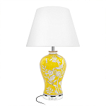 Настольная лампа желтая с изображением белых птиц Flight Among Acacia варинант исполнения - 1 | Loft Concept в Челябинске