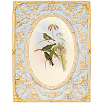 Декоративный постер с изображением птиц в раме с рельефным растительным узором Blooming Birds Poster варинант исполнения - 12 | Loft Concept в Челябинске