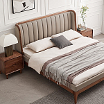 Кровать двуспальная с мягким изголовьем Moon Walnut Bed варинант исполнения - 1 | Loft Concept в Челябинске