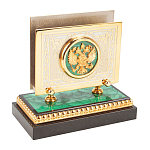 Настольный письменный набор из малахита и долерита с декором в виде герба России Leader Organizer варинант исполнения - 6 | Loft Concept в Челябинске