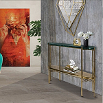 Консоль овальной формы золотая с полкой для хранения Craig варинант исполнения - 4 | Loft Concept в Челябинске