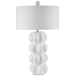 Настольная лампа белая с тканевым абажуром в форме цилиндра Morphing варинант исполнения - 4 | Loft Concept в Челябинске