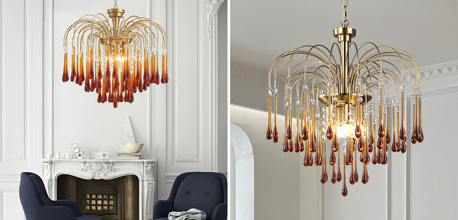 Дизайнерская люстра Amber Drops Chandelier Дизайнерская люстра Amber Drops Chandelier - Loft-Concept в Челябинске