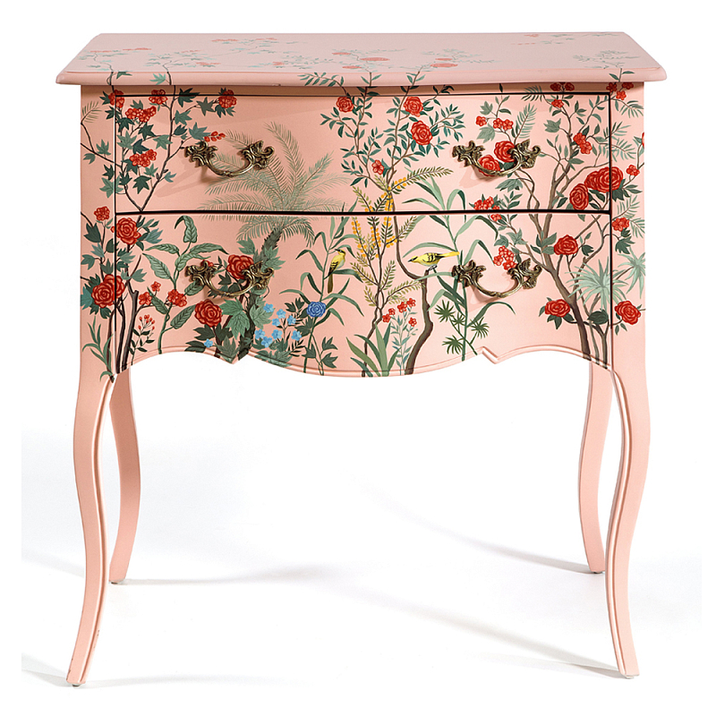 Комод розовый с росписью Цветы L.XV CHEST OF DRAWERS Flowers Розовый Мульти в Челябинске | Loft Concept 