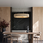 Люстра круглая из толстых деревянных реек Natural Style варинант исполнения - 4 | Loft Concept в Челябинске