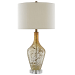 Настольная лампа с тканевым абажуром в форме цилиндра Thin Neck варинант исполнения - 2 | Loft Concept в Челябинске