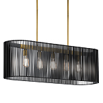 Люстра подвесная овальной формы с металлическим решетчатым абажуром матово-черного цвета и 5 лампами Kichler варинант исполнения - 1 | Loft Concept в Челябинске