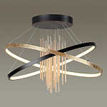 Люстра подвесная с 2-мя пересекающимися круглыми подвесами в черном и золотистом цвете и вертикальными подвесками Ring Horizontal варинант исполнения - 2 | Loft Concept в Челябинске