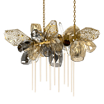 Люстра подвесная с 22-мя гранёными стеклянными плафонами с вертикальными подвесками Gilded Mirage  варинант исполнения - 7 | Loft Concept в Челябинске