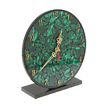 Часы настольные круглые из натурального камня Малахит Round Stone Clock варинант исполнения - 2 | Loft Concept в Челябинске