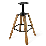 Барный стул со спинкой и подлокотниками на 4-х коричневых деревянных ножках Бежевый Велюр Ava Charm варинант исполнения - 6 | Loft Concept в Челябинске