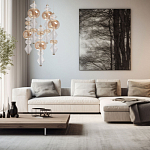 Люстра с плафонами из прозрачного и янтарного стекла в виде шаров и ромбов Gabriel Scott Luna варинант исполнения - 12 | Loft Concept в Челябинске