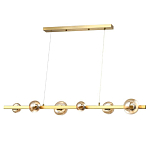 Люстра светодиодная линейная с 6-ю круглыми плафонами коньячного цвета Iona Chandelier Brass  варинант исполнения - 1 | Loft Concept в Челябинске