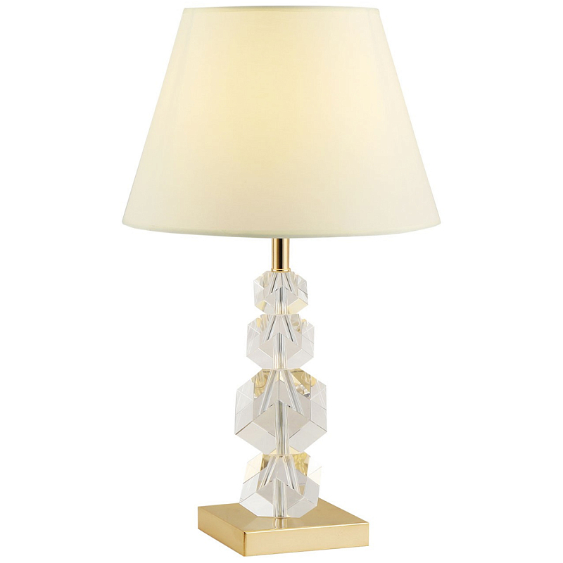 Настольная лампа с абажуром и основанием из хрусталя Neri Crystal Cubes Gold Table Lamp Бежевый Золотой Прозрачный Настольная лампа с абажуром и основанием из хрусталя Neri Crystal Cubes Gold Table Lamp Бежевый Золотой Прозрачный в Челябинске | Loft Concept