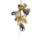 Люстра подвесная вытянутой формы с плафонами из стекла и металла с тремя вертикальными подвесками Gilded Mirage  варинант исполнения - 4 | Loft Concept в Челябинске