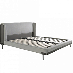 Кровать двуспальная серая с мягким изголовьем из экокожи и ткани Modern Look варинант исполнения - 2 | Loft Concept в Челябинске