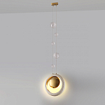 Подвесной светильник с бежевым текстурным кольцом и латунным шаром в центре Tactile  варинант исполнения - 5 | Loft Concept в Челябинске