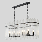 Люстра подвесная овальная со стеклянными прозрачными трубками и металлическим каркасом черного цвета Nembus варинант исполнения - 5 | Loft Concept в Челябинске