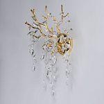 Бра золотого цвета с декоративными ветвями и прозрачными подвесками в форме листьев Droplet Chandelier варинант исполнения - 3 | Loft Concept в Челябинске