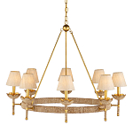 Люстра из кованого железа с отделкой плетеной веревкой и сусальным золотом Parisian Style варинант исполнения - 1 | Loft Concept в Челябинске