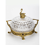 Конфетница из прозрачного рельефного стекла с ручкой и фигуркой лебедя Eden Garden варинант исполнения - 2 | Loft Concept в Челябинске