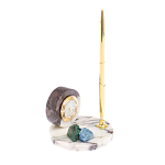 Часы настольные с шариковой металлической ручкой из натурального камня Stone Clock варинант исполнения - 2 | Loft Concept в Челябинске