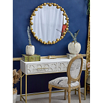 Зеркало круглое в фактурной золотистой раме из металла Mirror Golden Placer варинант исполнения - 2 | Loft Concept в Челябинске