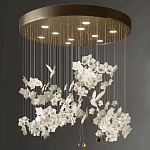 Люстра каскадная с белыми цветами и птицами Takeoff варинант исполнения - 1 | Loft Concept в Челябинске
