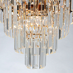 Люстра из черного металла с многоярусными подвесками из прозрачного хрусталя на золотой цепи Empire Black Chandelier Crystal варинант исполнения - 7 | Loft Concept в Челябинске